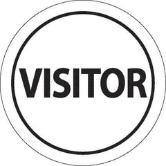 NMC - Visitor, Hard Hat Label - Black on White, 0.045" Thick, For Accident Prevention - USA Tool & Supply