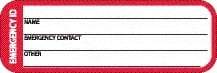 NMC - Emergency ID - Name ____ Emergency Contact ____, Hard Hat Label - Black/Red/White, 0.045" Thick, For Accident Prevention - USA Tool & Supply