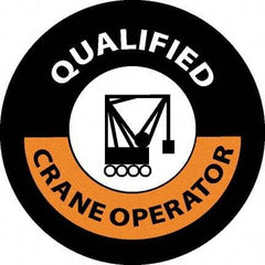 NMC - Qualified Crane Operator, Hard Hat Label - Black/Orange/White, 0.045" Thick, For Accident Prevention - USA Tool & Supply