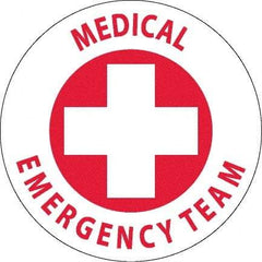 NMC - Medical Emergency Team, Hard Hat Label - Red on White, 0.045" Thick, For Accident Prevention - USA Tool & Supply