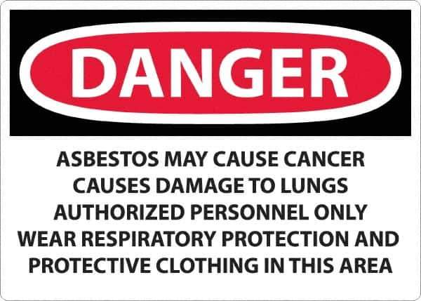 NMC - "Danger - Asbestos May Cause Cancer", 20" Long x 28" Wide, Rigid Plastic Safety Sign - Rectangular, 0.05" Thick, Use for Hazardous Materials - USA Tool & Supply