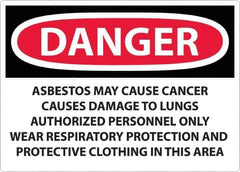 NMC - "Danger - Asbestos May Cause Cancer", 20" Long x 28" Wide, Rigid Plastic Safety Sign - Rectangular, 0.05" Thick, Use for Hazardous Materials - USA Tool & Supply