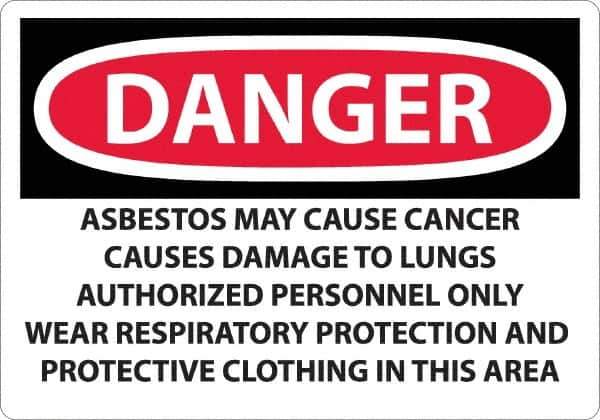 NMC - "Danger - Asbestos May Cause Cancer", 14" Long x 20" Wide, Rigid Plastic Safety Sign - Rectangular, 0.05" Thick, Use for Hazardous Materials - USA Tool & Supply