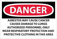 NMC - "Danger - Asbestos May Cause Cancer", 14" Long x 20" Wide, Pressure-Sensitive Vinyl Safety Sign - Rectangular, 0.0045" Thick, Use for Hazardous Materials - USA Tool & Supply