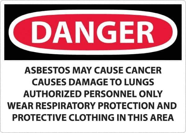 NMC - "Danger - Asbestos May Cause Cancer", 20" Long x 28" Wide, Aluminum Safety Sign - Rectangular, 0.04" Thick, Use for Hazardous Materials - USA Tool & Supply