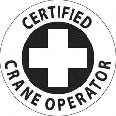 NMC - Certified Crane Operator, Hard Hat Label - Black on White, 0.045" Thick, For Accident Prevention - USA Tool & Supply