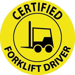 NMC - Certified Forklift Driver, Hard Hat Label - Black on Yellow, 0.045" Thick, For Accident Prevention - USA Tool & Supply