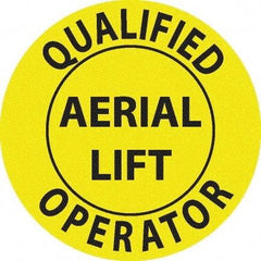 NMC - Qualified Aerial Lift Operator, Hard Hat Label - Black on Yellow, 0.045" Thick, For Accident Prevention - USA Tool & Supply