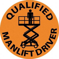 NMC - Qualified Man Lift Driver, Hard Hat Label - Black on Orange, 0.045" Thick, For Accident Prevention - USA Tool & Supply