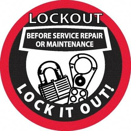 NMC - Lockout Before Service Repair or Maintenance - Lock It Out, Hard Hat Label - Black & Red on White, 0.045" Thick, For Accident Prevention - USA Tool & Supply