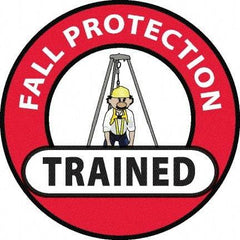 NMC - Fall Protection Trained, Hard Hat Label - Red/Black/Yellow/White, 0.045" Thick, For Accident Prevention - USA Tool & Supply