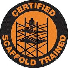 NMC - Certified Scaffold Trained, Hard Hat Label - Black on Orange, 0.045" Thick, For Certified Operator - USA Tool & Supply
