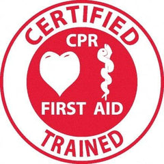 NMC - Certified CPR First Aid Trained, Hard Hat Label - Red on White, 0.045" Thick, For Accident Prevention - USA Tool & Supply