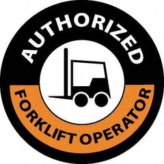 NMC - Authorized Forklift Operator, Hard Hat Label - Black/Orange/White, 0.045" Thick, For Accident Prevention - USA Tool & Supply
