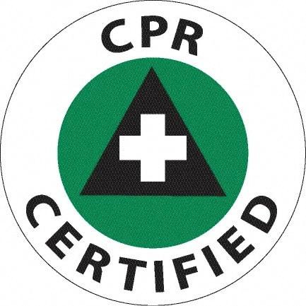 NMC - CPR Certified, Hard Hat Label - Green & Black on White, 0.045" Thick, For Accident Prevention - USA Tool & Supply