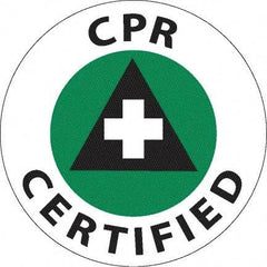 NMC - CPR Certified, Hard Hat Label - Green & Black on White, 0.045" Thick, For Accident Prevention - USA Tool & Supply
