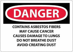 NMC - "Danger - Contains Asbestos Fibers", 10" Long x 14" Wide, Aluminum Safety Sign - Rectangular, 0.04" Thick, Use for Hazardous Materials - USA Tool & Supply