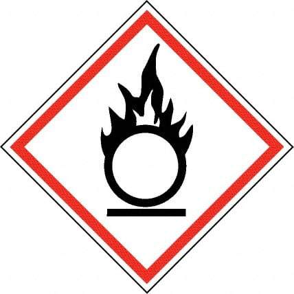 NMC - Hazardous Materials Label, Header: Oxidizer Warning - Legend: GHS - Graphic, English, Black & Red, 4" Long x 4" High, No Coating - USA Tool & Supply