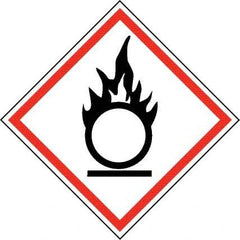 NMC - Hazardous Materials Label, Header: Oxidizer Warning - Legend: GHS - Graphic, English, Black & Red, 4" Long x 4" High, No Coating - USA Tool & Supply