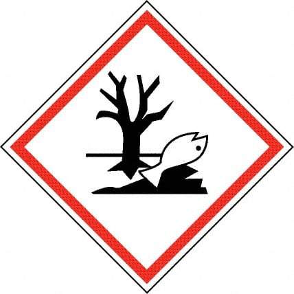 NMC - Hazardous Materials Label, Header: Dangerous for Environment Warning - Legend: GHS - Graphic, English, Black & Red, 2" Long x 2" High, No Coating - USA Tool & Supply