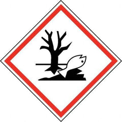NMC - Hazardous Materials Label, Header: Dangerous for Environment Warning - Legend: GHS - Graphic, English, Black & Red, 2" Long x 2" High, No Coating - USA Tool & Supply