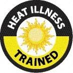 NMC - Heat Illness Trained, Hard Hat Label - Round, White & Yellow on Black, 0.004" Thick, Indoor or Outdoor, Adhesive Backed, For Accident Prevention - USA Tool & Supply