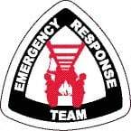 NMC - Emergency Response Team, Hard Hat Label - Diamond, Black & Red on White, 0.004" Thick, Indoor or Outdoor, Adhesive Backed, For Accident Prevention - USA Tool & Supply