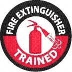 NMC - Fire Extinguisher Trained, Hard Hat Label - Diamond, Black & Red on White, 0.004" Thick, Indoor or Outdoor, Adhesive Backed, For Accident Prevention - USA Tool & Supply