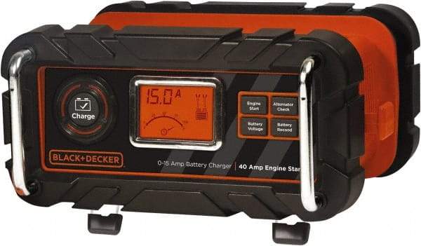 Black & Decker - 12 Volt Automatic Charger/Maintainer - 15 Amps, 40 Starter Amps - USA Tool & Supply