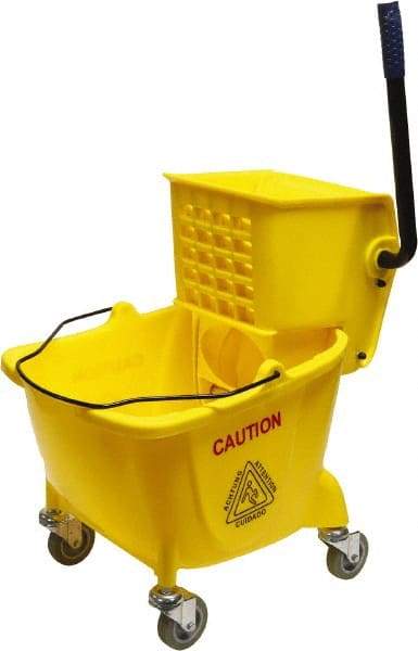 O-Cedar - 26 Qt Plastic Bucket & Wringer - 22" Long x 33" High x 14" Wide, Yellow - USA Tool & Supply