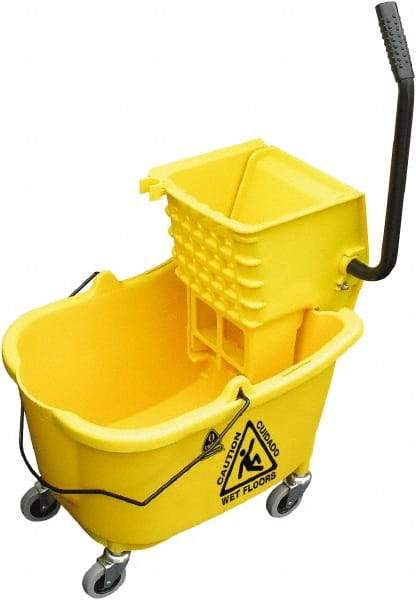 O-Cedar - 33 Qt Plastic Bucket & Wringer - 34" Long x 22" High x 15" Wide, Yellow - USA Tool & Supply