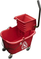 O-Cedar - 33 Qt Plastic Bucket & Wringer - 22" Long x 34" High x 15" Wide, Red - USA Tool & Supply