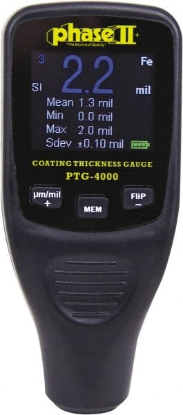 Phase II - Coating Thickness Gages Maximum Thickness Measurement (mil): 50.00 Minimum Thickness Measurement (mil): 0.10 - USA Tool & Supply