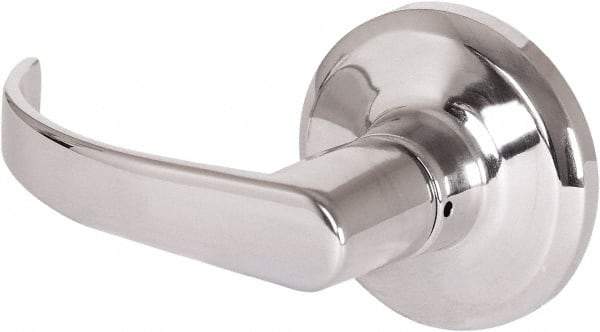 Stanley - Grade 2 Dummy Lever Lockset - 2-3/8 & 2-3/4" Back Set, Keyless Cylinder, Brass Alloy, Bright Chrome Finish - USA Tool & Supply