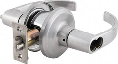 Stanley - Grade 2 Storeroom Lever Lockset - 2-3/8 & 2-3/4" Back Set, Brass Alloy, Satin Chrome Finish - USA Tool & Supply