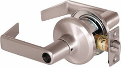 Stanley - Grade 2 Office Lever Lockset - 2-3/8 & 2-3/4" Back Set, Brass Alloy, Satin Nickel Finish - USA Tool & Supply