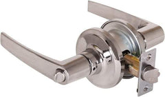 Stanley - Grade 2 Office Lever Lockset - 2-3/8 & 2-3/4" Back Set, Brass Alloy, Satin Chrome Finish - USA Tool & Supply