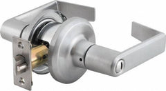 Stanley - Grade 2 Privacy Lever Lockset - 2-3/8 & 2-3/4" Back Set, Keyless Cylinder, Brass Alloy, Satin Chrome Finish - USA Tool & Supply