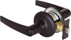 Stanley - Grade 2 Privacy Lever Lockset - 2-3/8 & 2-3/4" Back Set, Keyless Cylinder, Brass Alloy, Oil Rubbed Bronze Finish - USA Tool & Supply