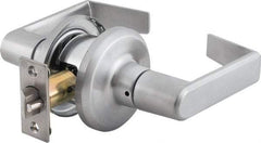 Stanley - Grade 2 Passage Lever Lockset - 2-3/8 & 2-3/4" Back Set, Keyless Cylinder, Brass Alloy, Satin Chrome Finish - USA Tool & Supply