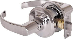 Stanley - Grade 2 Passage Lever Lockset - 2-3/8 & 2-3/4" Back Set, Keyless Cylinder, Brass Alloy, Bright Chrome Finish - USA Tool & Supply