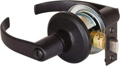 Stanley - Grade 2 Privacy Lever Lockset - 2-3/8 & 2-3/4" Back Set, Keyless Cylinder, Brass Alloy, Oil Rubbed Bronze Finish - USA Tool & Supply