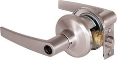 Stanley - Grade 2 Office Lever Lockset - 2-3/8 & 2-3/4" Back Set, Brass Alloy, Satin Nickel Finish - USA Tool & Supply