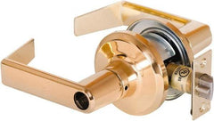 Stanley - Grade 2 Office Lever Lockset - 2-3/8 & 2-3/4" Back Set, Brass Alloy, Bright Brass Finish - USA Tool & Supply