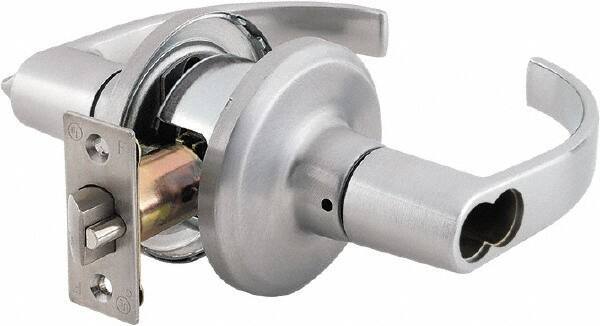 Stanley - Grade 2 Office Lever Lockset - 2-3/8 & 2-3/4" Back Set, Brass Alloy, Satin Chrome Finish - USA Tool & Supply