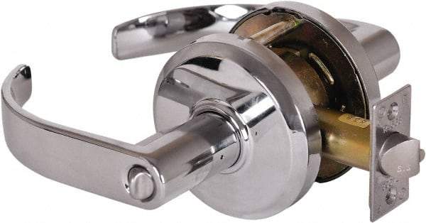 Stanley - Grade 2 Entrance Lever Lockset - 2-3/4" Back Set, Key In Lever Cylinder, Brass Alloy, Bright Chrome Finish - USA Tool & Supply