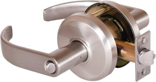 Stanley - Grade 2 Entrance Lever Lockset - 2-3/4" Back Set, Key In Lever Cylinder, Brass Alloy, Nickel Finish - USA Tool & Supply