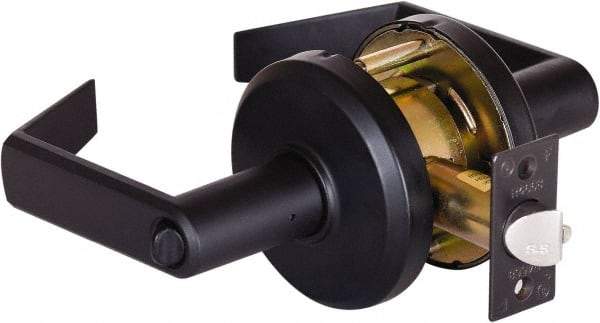 Stanley - Grade 2 Entrance Lever Lockset - 2-3/4" Back Set, Key In Lever Cylinder, Brass Alloy, Oil Rubbed Bronze Finish - USA Tool & Supply