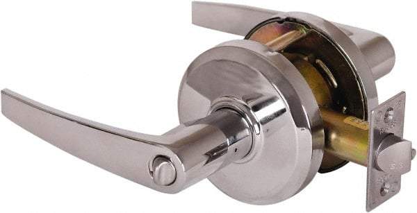 Stanley - Grade 2 Entrance Lever Lockset - 2-3/4" Back Set, Key In Lever Cylinder, Brass Alloy, Bright Chrome Finish - USA Tool & Supply