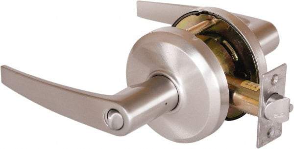 Stanley - Grade 2 Entrance Lever Lockset - 2-3/4" Back Set, Key In Lever Cylinder, Brass Alloy, Nickel Finish - USA Tool & Supply